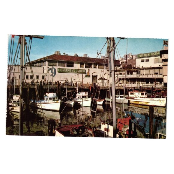 Fishermens Wharf San Francisco Tourist Wharf Grotto No 9 Boats Vintage Postcard - Picture 1 of 2